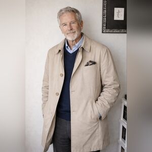 Saks Fifth Avenue Men’s Beige Cotton Trench Coat 58 Water Resistant Classic Topc